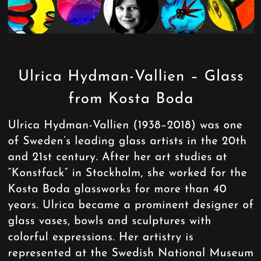 Ulrica Hydman–Vallien Tulipa 1991 White Vase with Hand Painted Blue Tulip Signed - Picture 9 of 9